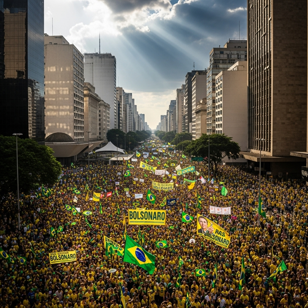 Huge Crowds of 188,000 Rally for Brazil's Bolsonaro 2 An aerial photograph showing the huge crowds of supporters filling Paulista Avenue for the Bolsonaro rally.