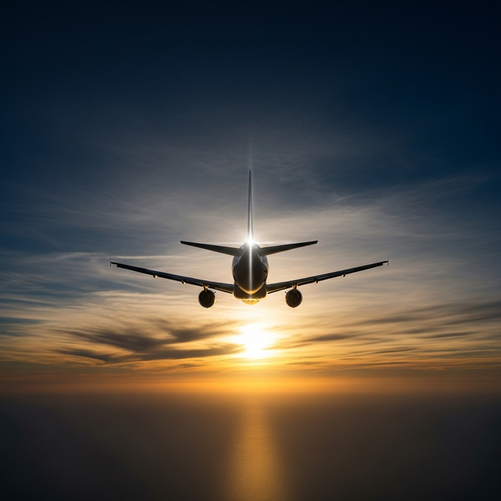 swift return sought for 12 south korean workers post-raid 4 An airplane in the sky, symbolizing the hope for a swift return for the 12 detained nationals.