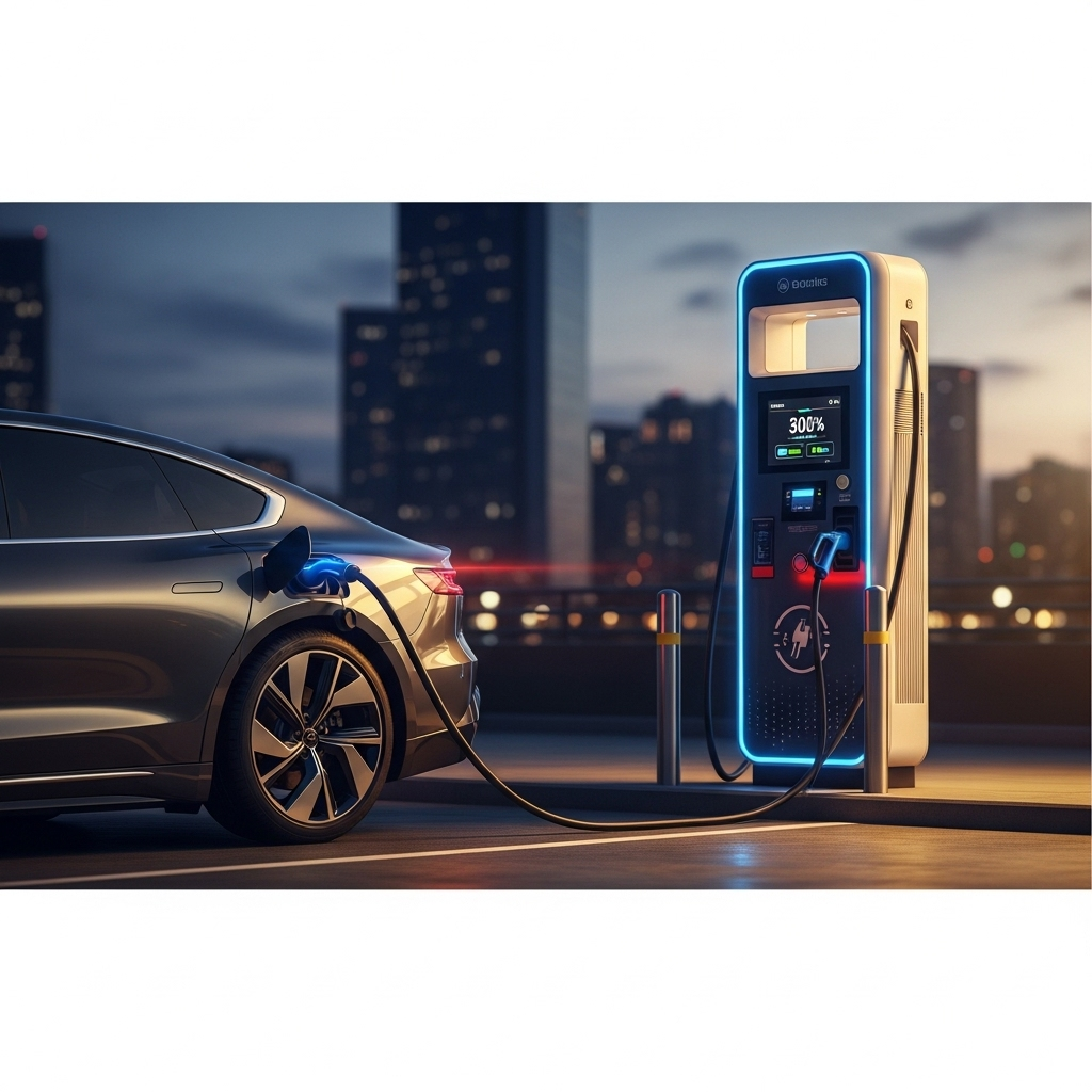 CO2 Pollution: China's #1 Role in Clean Energy & CO2 4 An electric vehicle at a charging station, a technology crucial for reducing transportation-related co2 pollution.