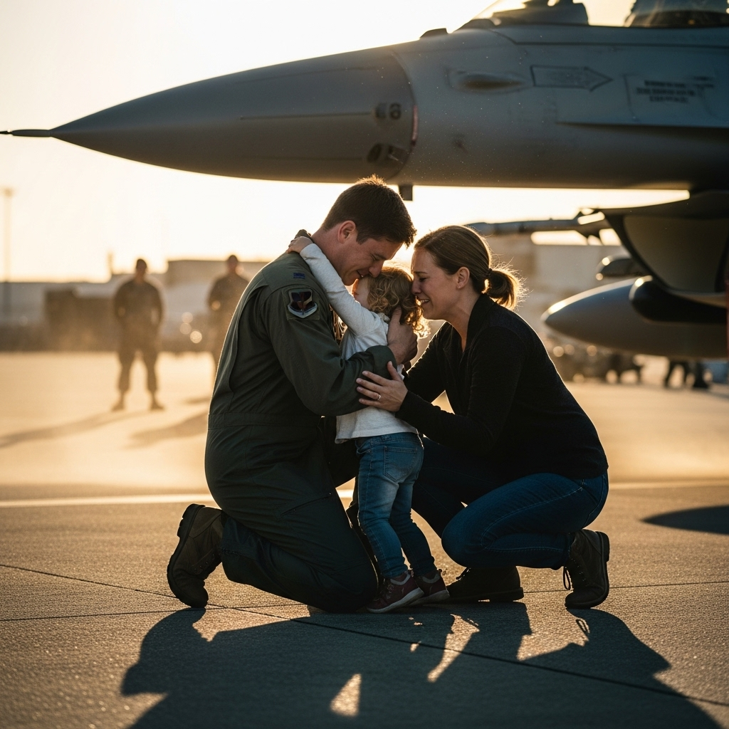 US Pilot Freed After 45 Days at Antarctic Air Base 4 An emotional reunion for a US pilot returning home from a long mission.