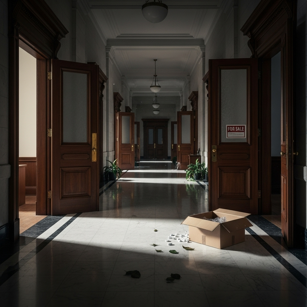 New Deputy: 5 Signs of a Power Struggle at Trump's FBI 4 An empty hallway in a government building, symbolizing the exodus of talent after the new deputy director's appointment.