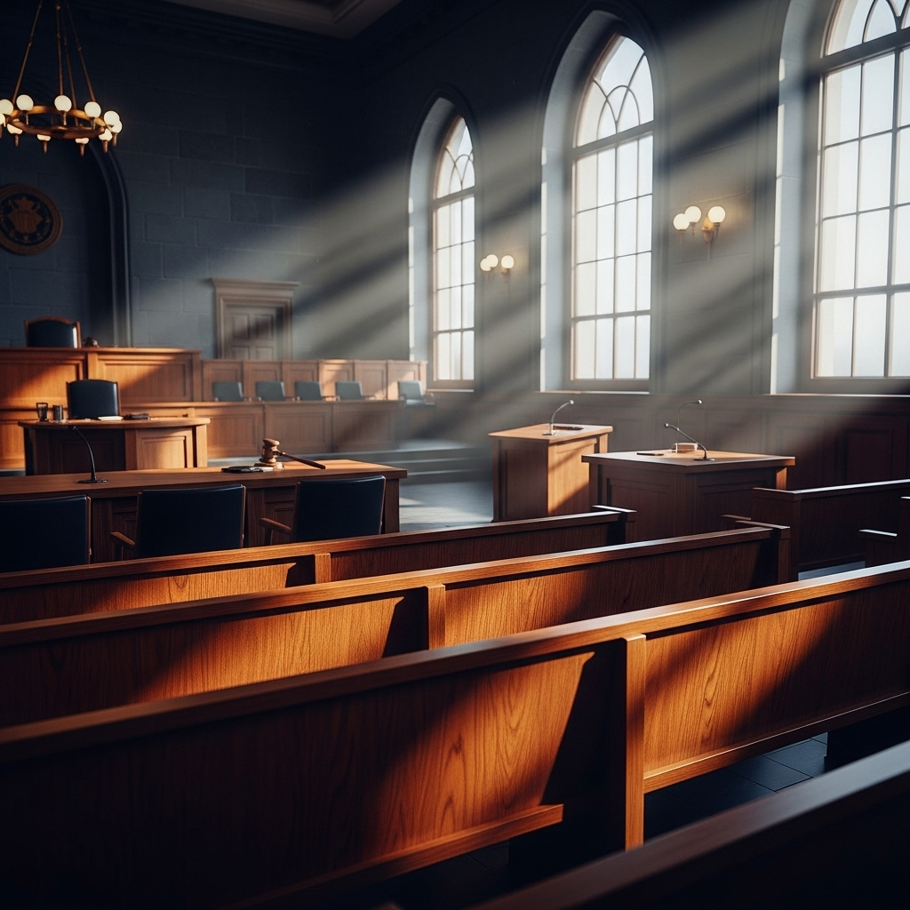 Jury Selection Day 2: Trump Assassination Attempt Case 3 An empty jury box in a courtroom, symbolizing the critical importance of the ongoing jury selection.
