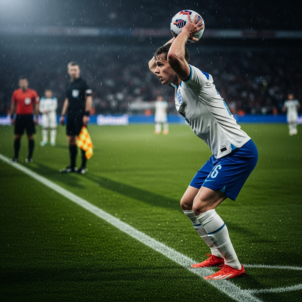 Long Throws: 1 Key Tactic Tuchel Wants England to Use 3 An England player preparing to take one of the long throws during a match.