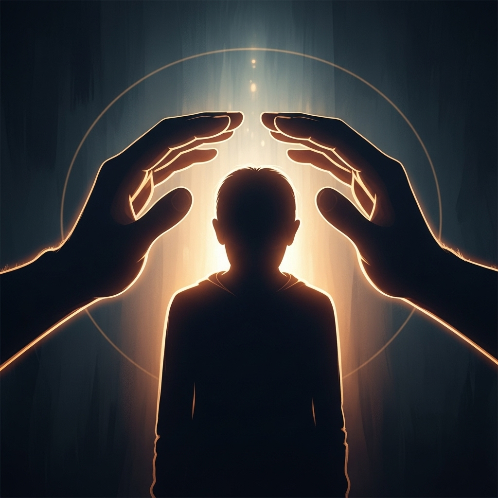 Spotlight Suicide Prevention: Caleb Williams's 988 Nails 3 An illustration of a person's silhouette with supportive hands around them, a concept used to spotlight suicide prevention.