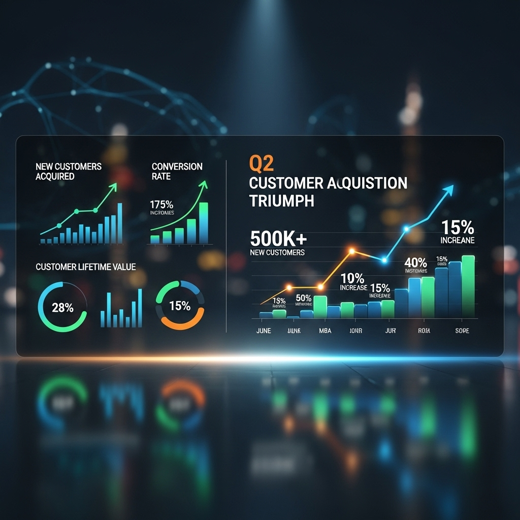 Strong Q2 Report: 5 Takeaways From Record Earnings 3 An infographic detailing the impressive customer acquisition metrics from the strong Q2 report.