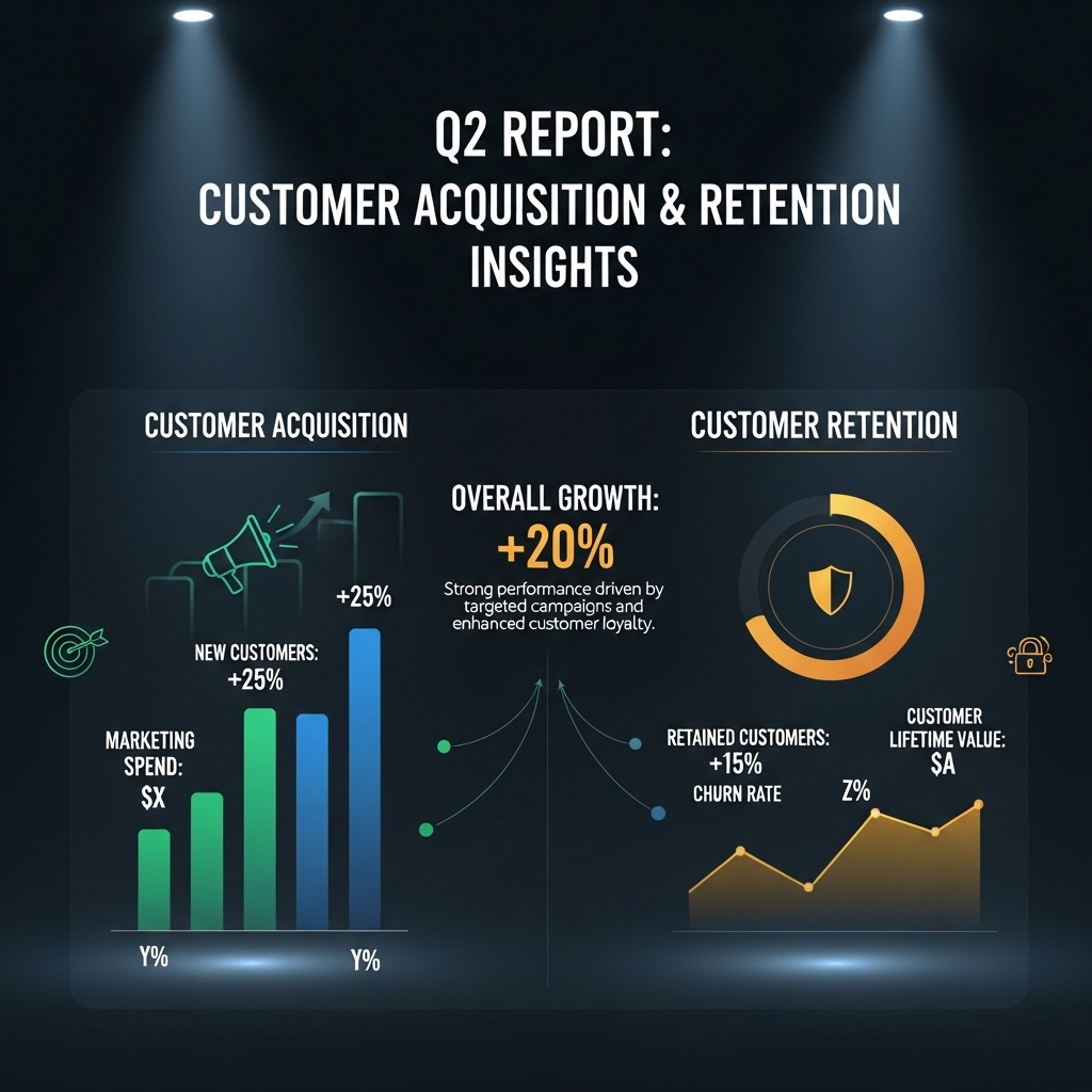 Strong Q2 Report: 7 Key Highlights for Investors in 2024 3 An infographic illustrating customer acquisition and retention statistics from the strong q2 report.