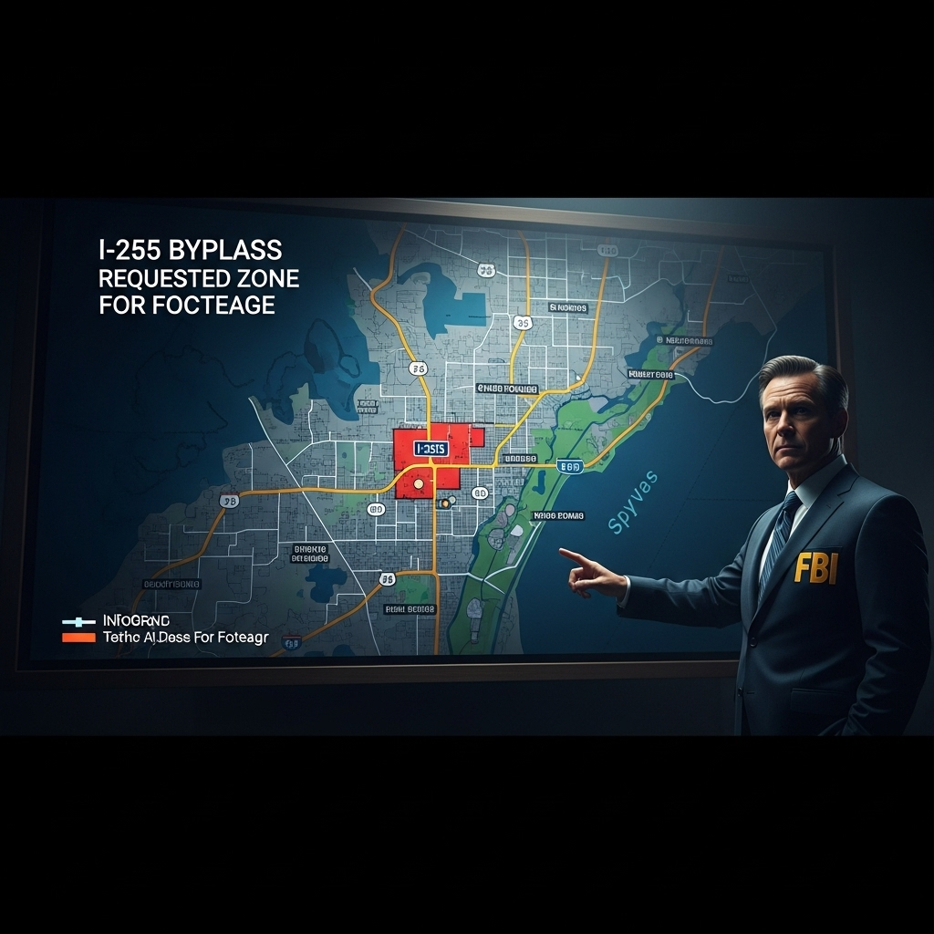 FBI chief: 5 Key Updates on the Kirk Shooting Hunt 4 An infographic map showing the I-255 bypass area requested for footage, as explained by the FBI chief.