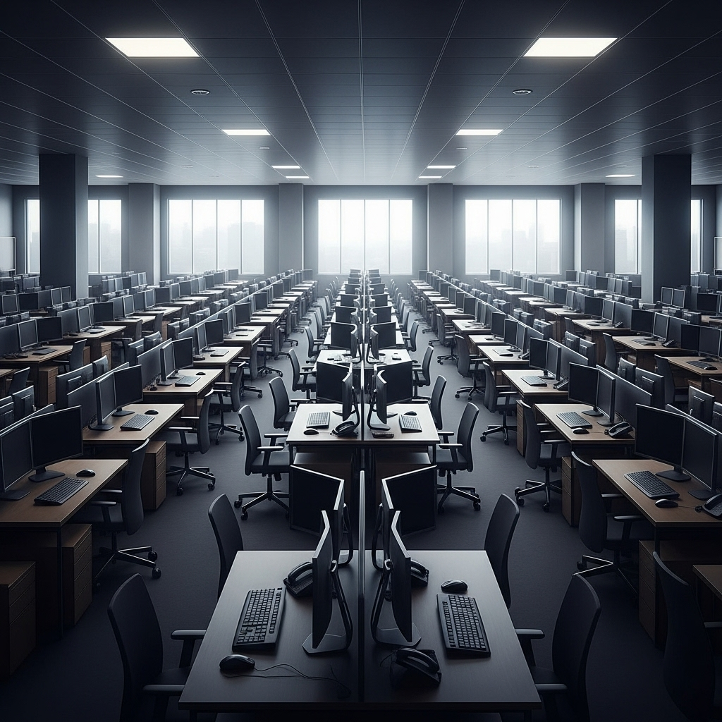 500 workers laid off by xAI from data annotation team 2 An office with empty desks symbolizing the layoff of 500 workers.