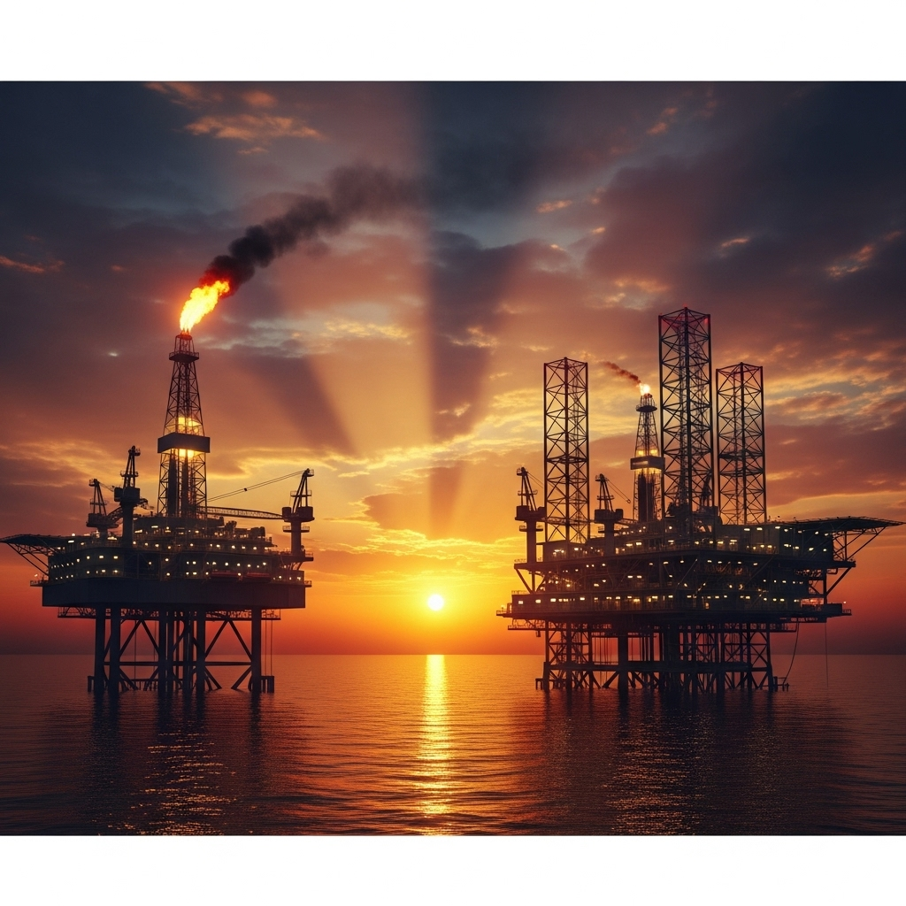 Trump's Energy Price Promise: 5 Ways He Could Lower Costs 2 An oil rig at sunset, illustrating the core of Trump's energy price promise to increase production.