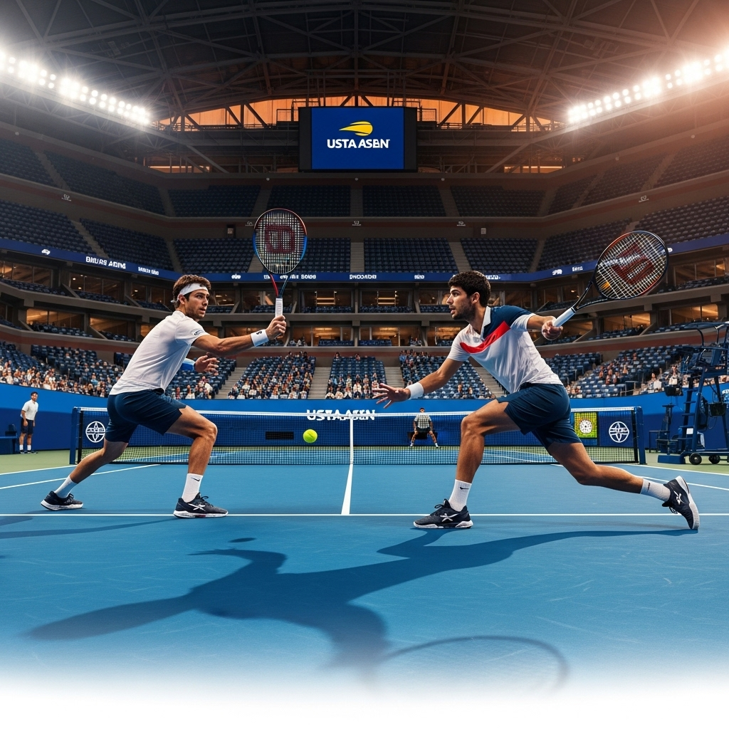 second us open: Alcaraz Beats Sinner in 5-Set Thriller 2 Carlos Alcaraz and Jannik Sinner mid-rally during their epic quarterfinal, a key match in the hunt for a second us open title.