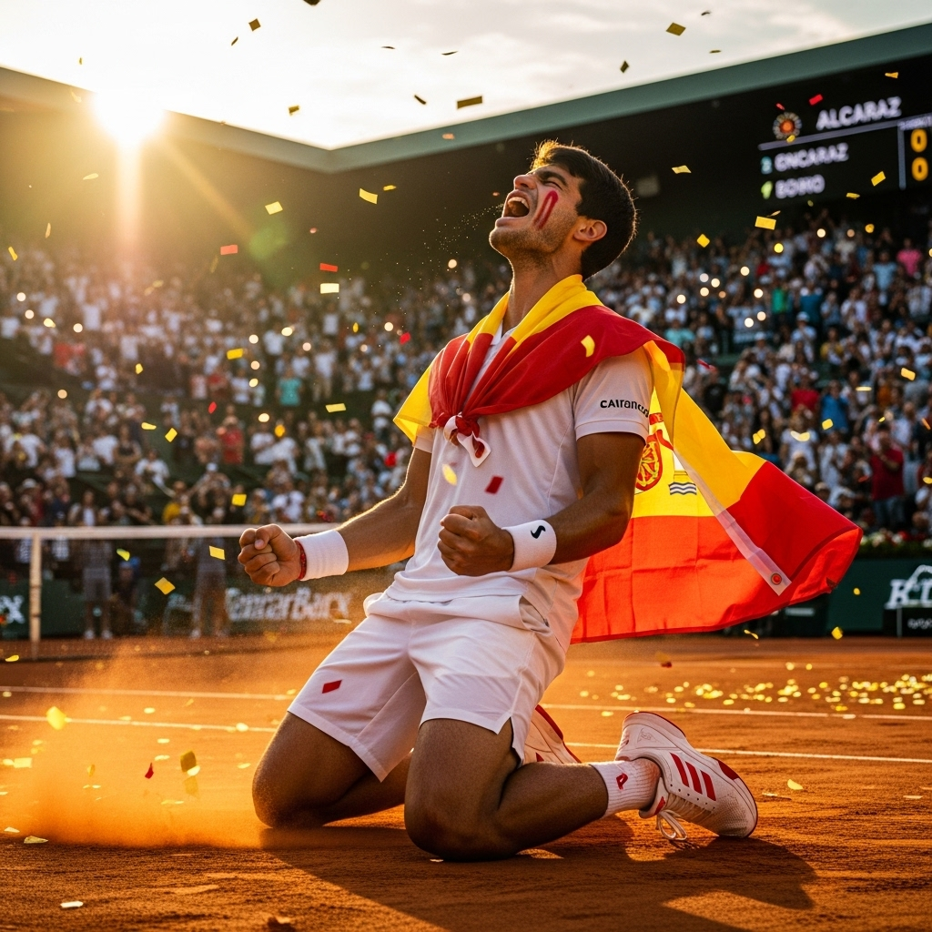Tennis Legends: How Alcaraz at 22 Ranks vs The Greats 2 Carlos Alcaraz celebrating a major victory, a future member of the tennis legends circle.