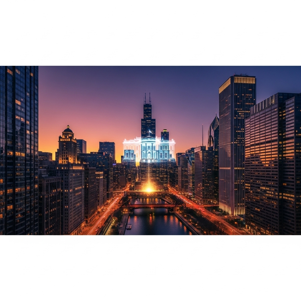 Trump's DC Crime Success: 5 Lessons for Chicago's Crisis 4 Chicago skyline at dusk, symbolizing the city's potential if it can apply lessons from Trump's DC crime success.