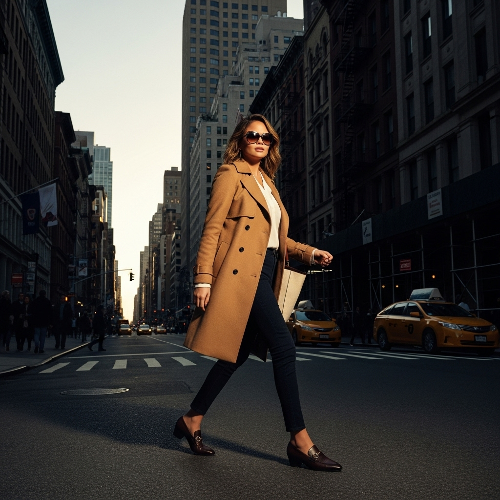 Chrissy Teigen's 1 New Look: The Butter Yellow Loafer 2 Chrissy Teigen walking in New York City wearing a chic outfit featuring her new loafers.