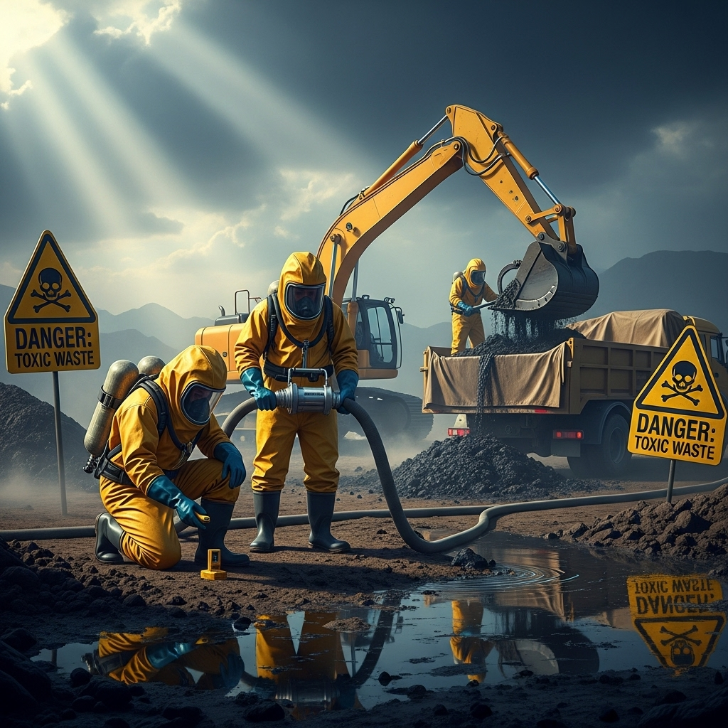 Toxic Mine Spill: Zambia Demands 1 Nation Compensate 4 Cleanup crews in hazmat suits working near the site of the toxic mine spill.