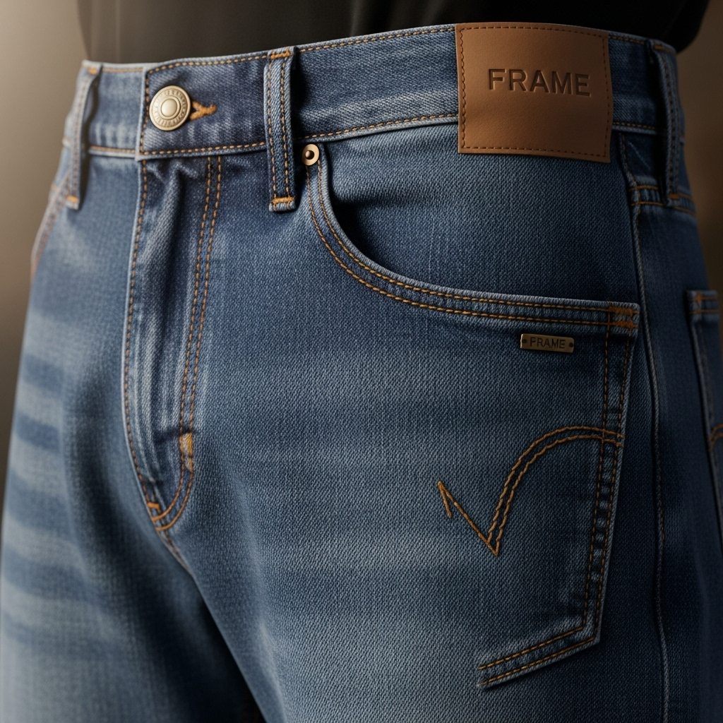 Erik Torstensson: 5 Facts About the FRAME Co-Founder 4 Close-up of FRAME denim jeans, highlighting the quality craftsmanship Erik Torstensson is known for.
