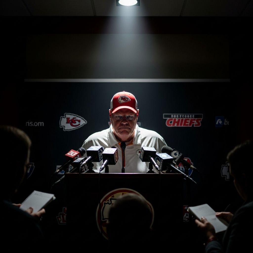 chiefs' loss: 1 Career First Mahomes Never Wanted 4 Coach Andy Reid addressing the media after the chiefs' loss.