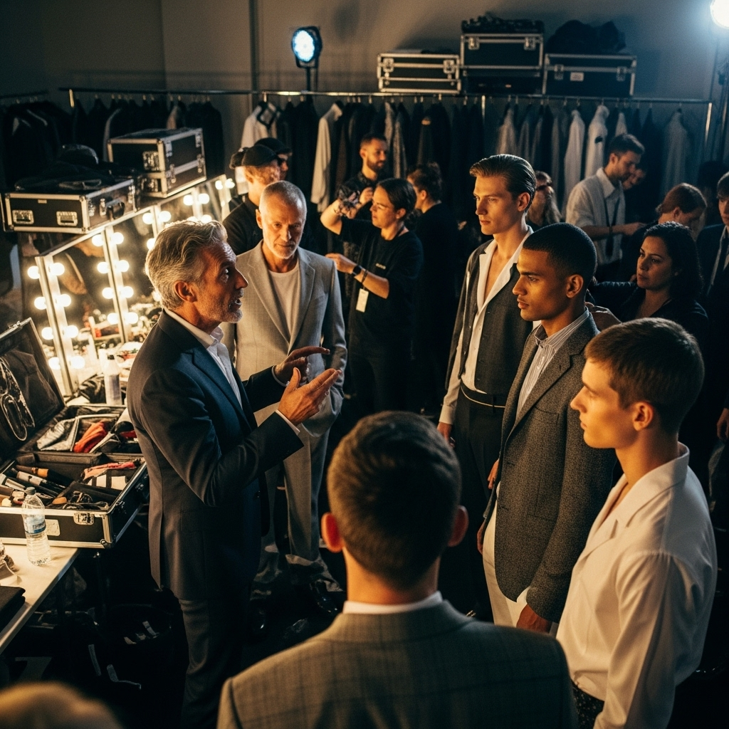 Todd Snyder Spring 2026: 10+ Stars at the Runway Show 4 Designer Todd Snyder speaking with models backstage at his Spring 2026 show.