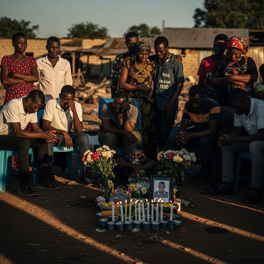 DR Congo Mourners: Over 20 Killed in Jihadist Attack 3 Distraught relatives and surviving DR Congo mourners gather after the violent jihadist attack.