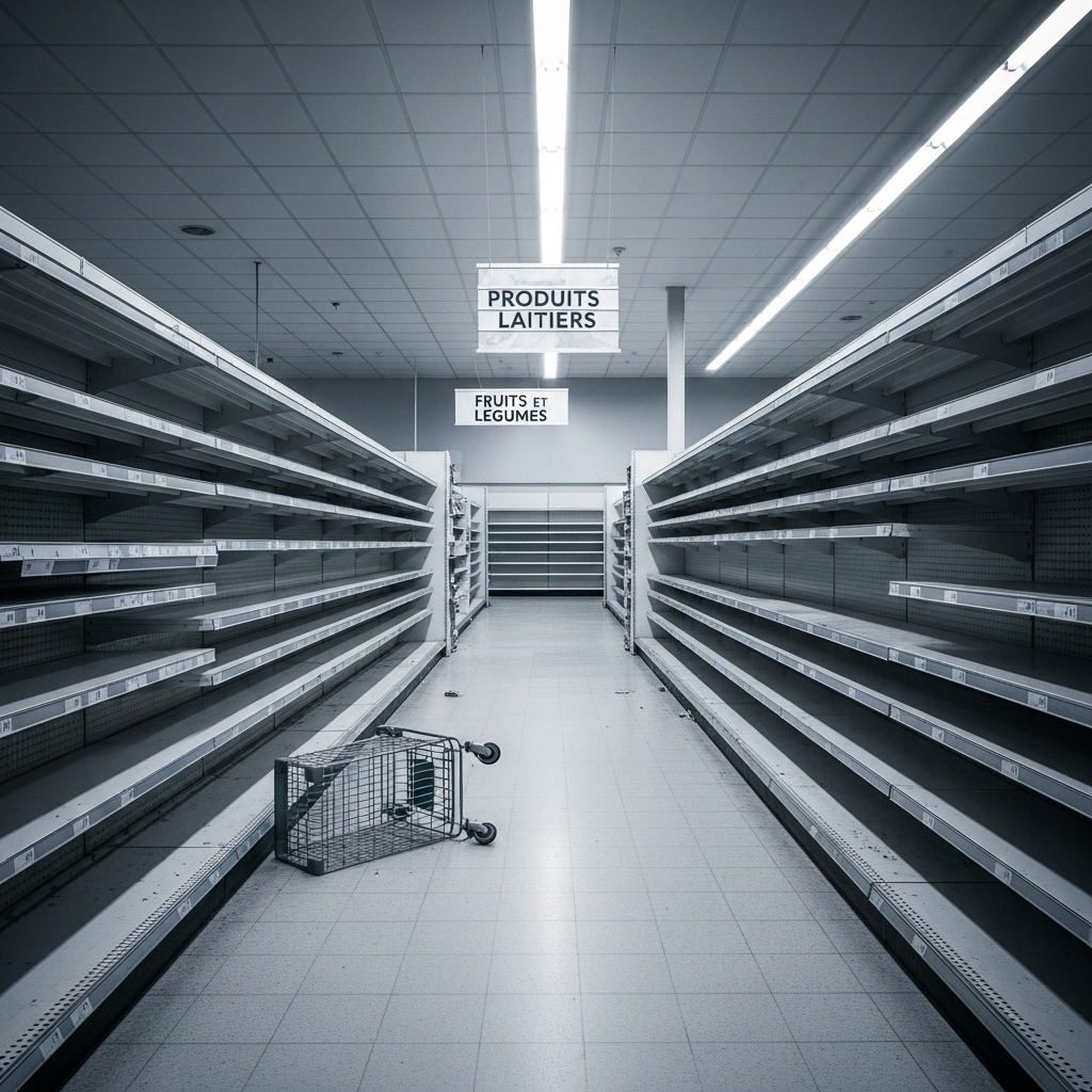 'Block Everything' Protests: France Sees 100s Arrested 4 Empty shelves in a French supermarket, a direct consequence of supply chain issues caused by the 'block everything' protests.