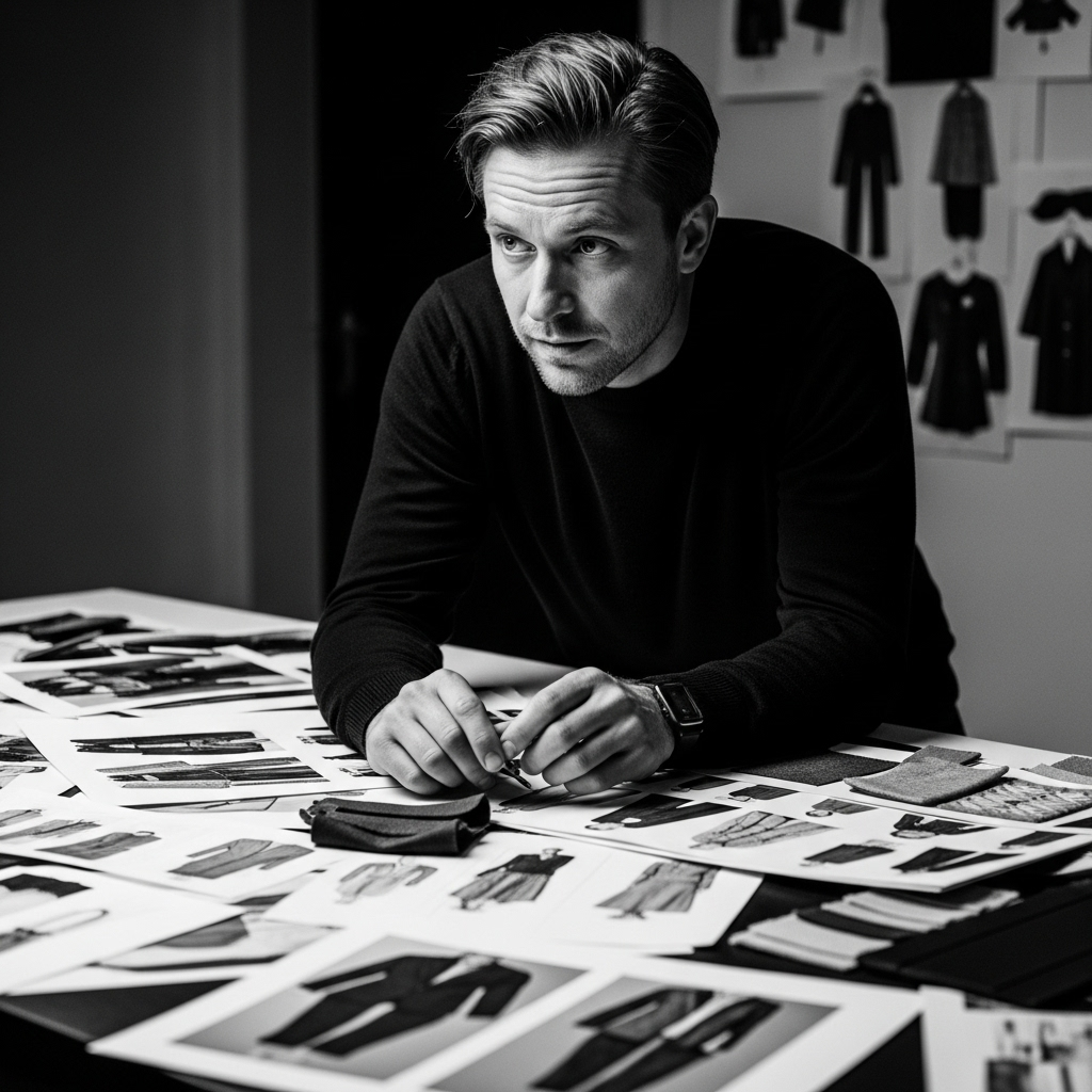 Erik Torstensson: 5 Facts About the FRAME Co-Founder 2 Erik Torstensson in a candid black and white photo, looking over creative designs.