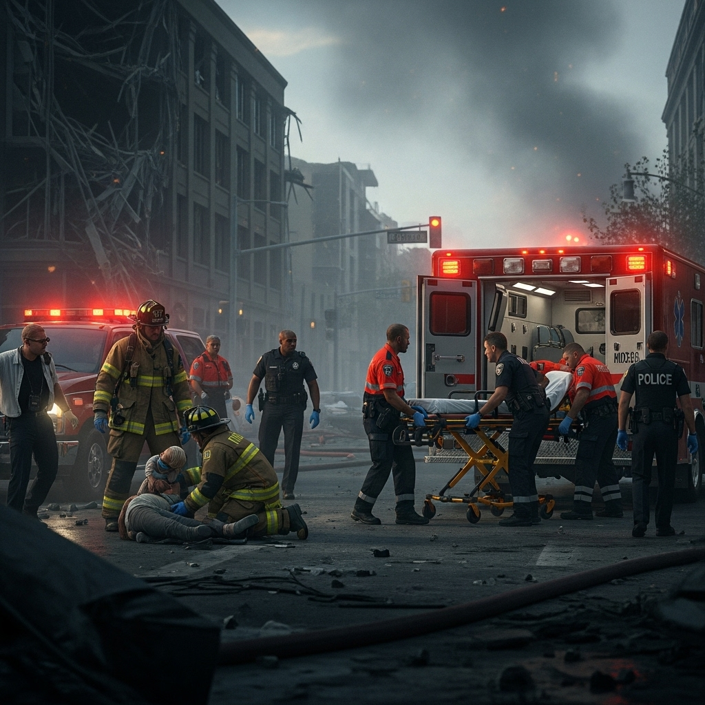 US 'Response' Urged After 20 Killed in Russian Strike 2 First responders at the scene of the strike, highlighting the urgent need for a US 'response'.