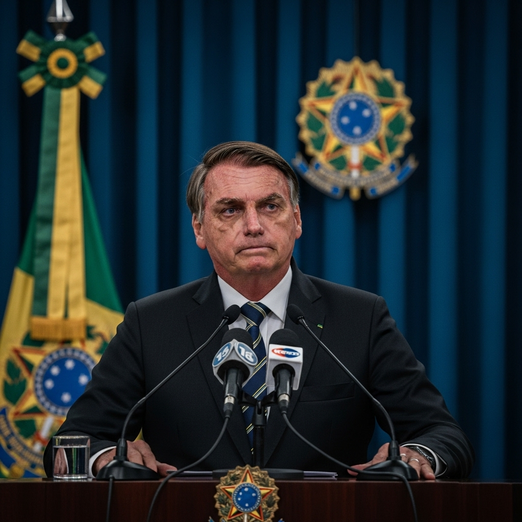 Pressure mounts on Bolsonaro as 2 judges find him guilty 2 Former President Jair Bolsonaro looking concerned at a press conference as political pressure mounts.