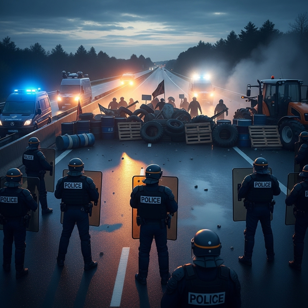 'Block everything' protests: Hundreds arrested in France 2 French police facing a blockade during the 'block everything' protests on a major highway.