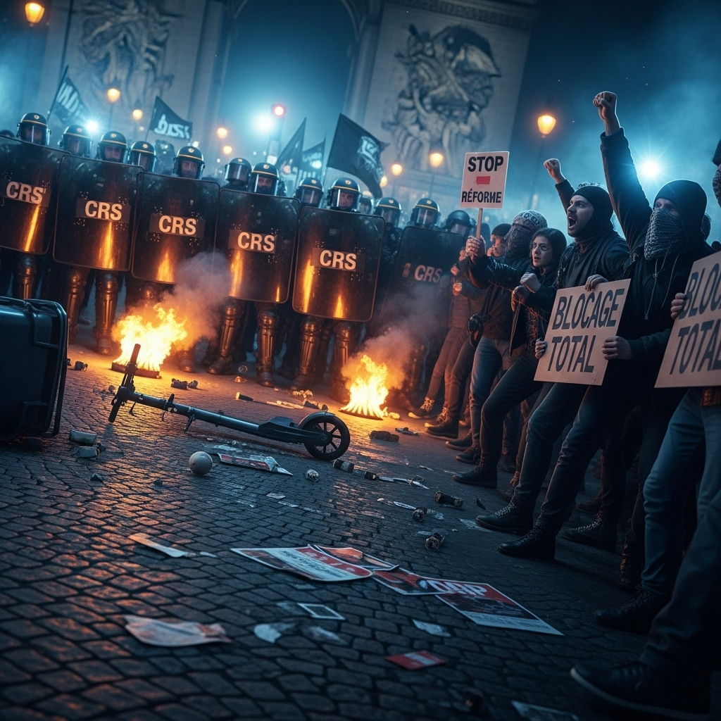 'Block everything' protests: Over 100 arrested in France 2 French police facing demonstrators during the 'block everything' protests in Paris.