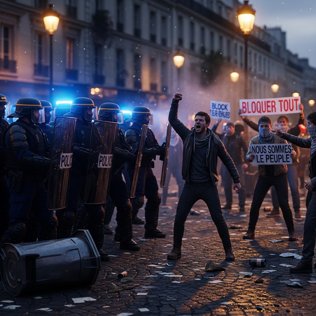 'block everything' protests: 100s Arrested in France 3 French riot police confronting demonstrators at the 'block everything' protests.