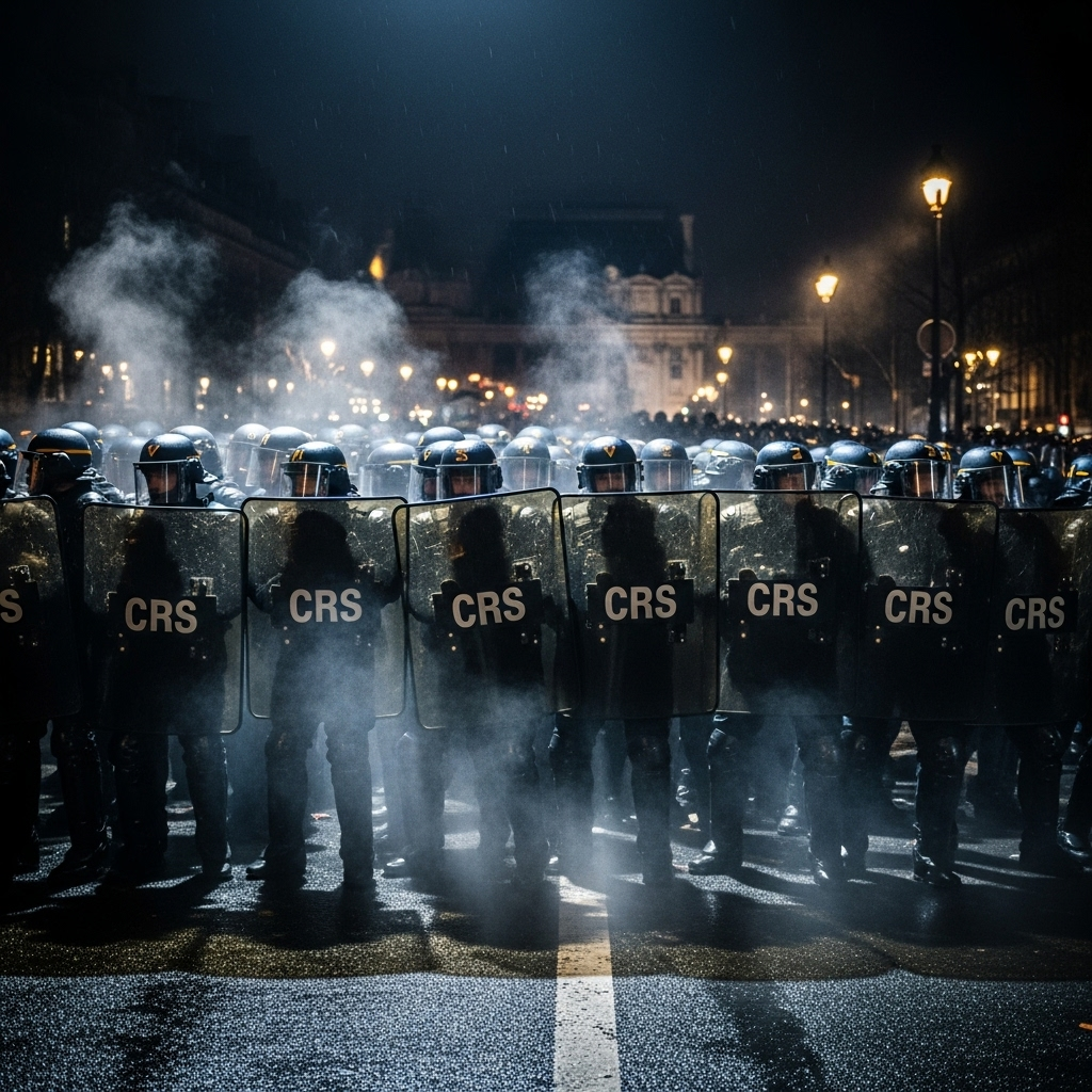 'block everything' protests: Hundreds arrested in France 3 French riot police, CRS, forming a line during the 'block everything' protests in central Paris.