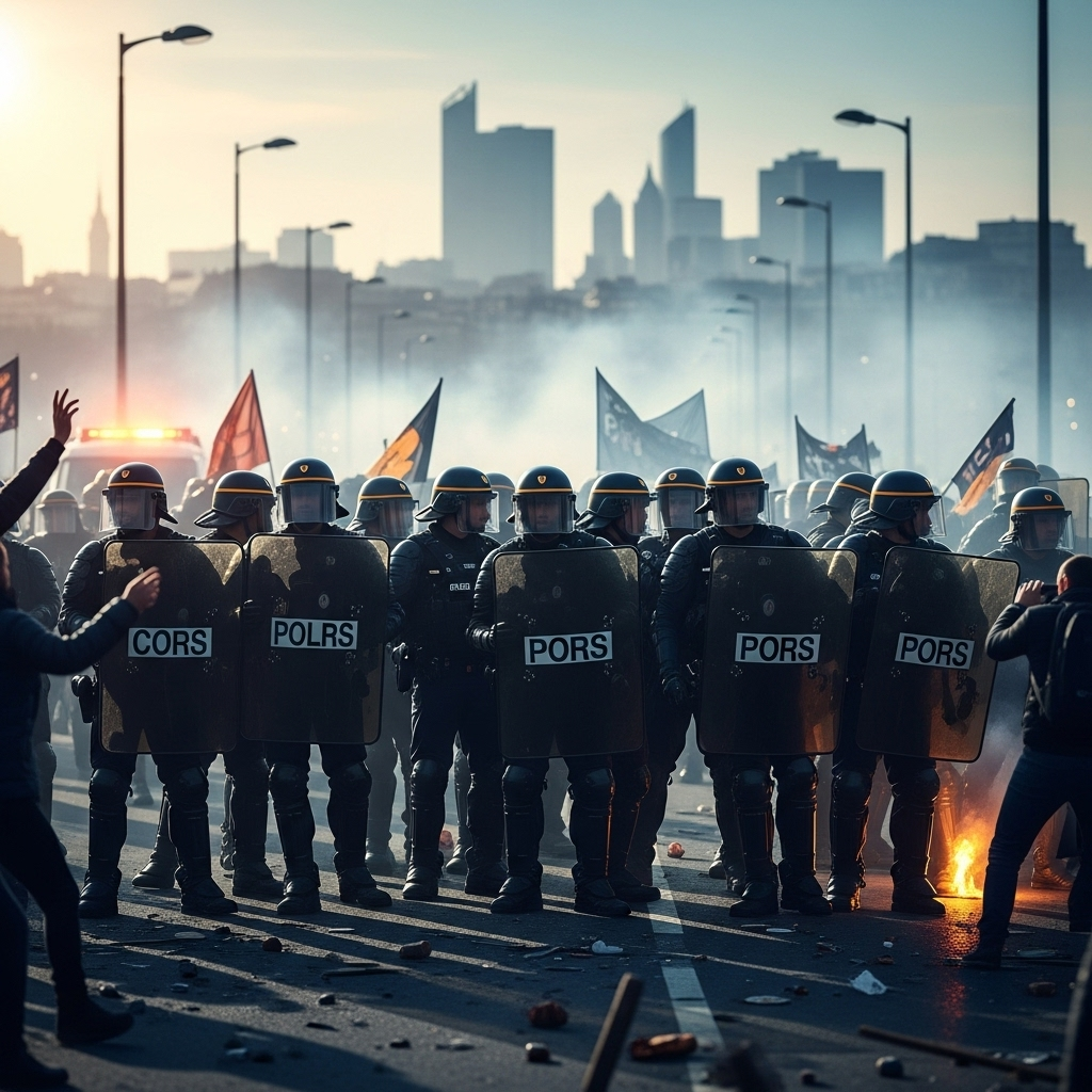 'Block Everything' Protests: France Sees 100s Arrested 3 French riot police forming a line to confront demonstrators involved in the 'block everything' protests near a major city.