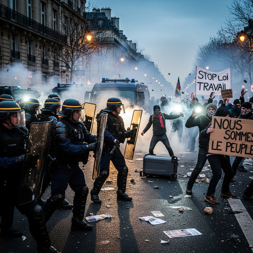 'Block everything' protests: Hundreds arrested in France 3 French riot police in full gear clashing with demonstrators during the 'block everything' protests.