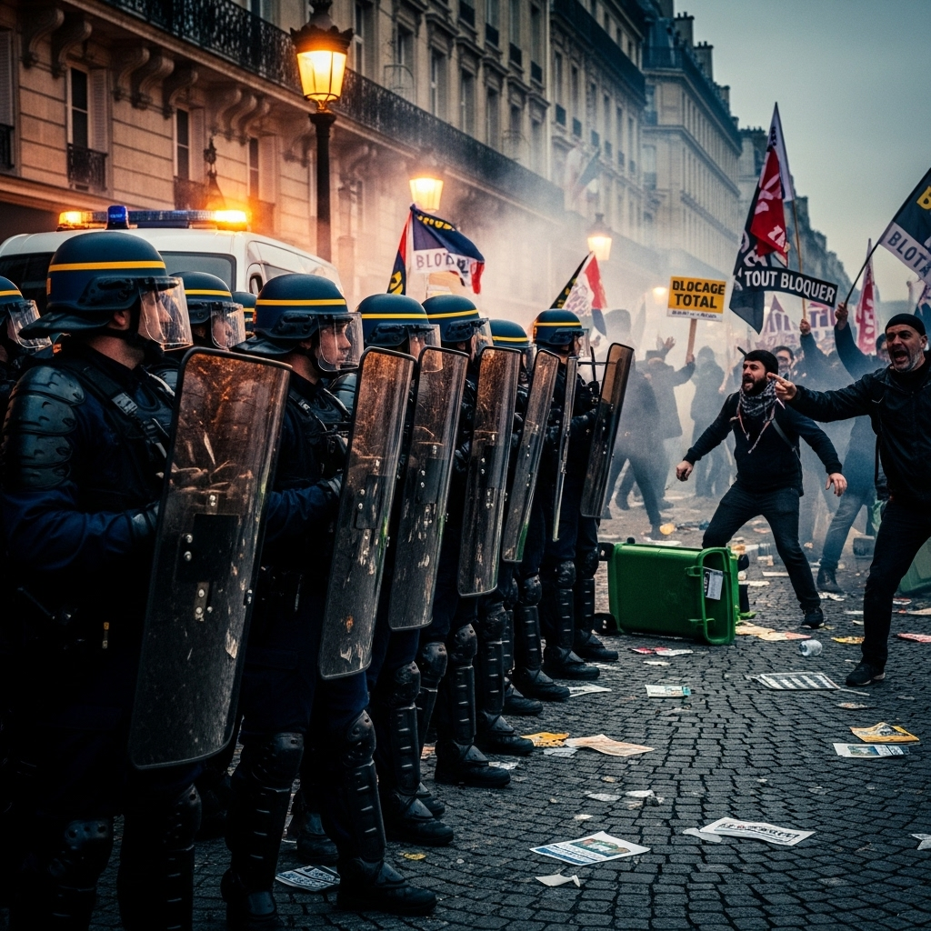 'block everything' protests: Hundreds arrested in France 3 French riot police in full gear confronting demonstrators during the intense 'block everything' protests in central Paris.