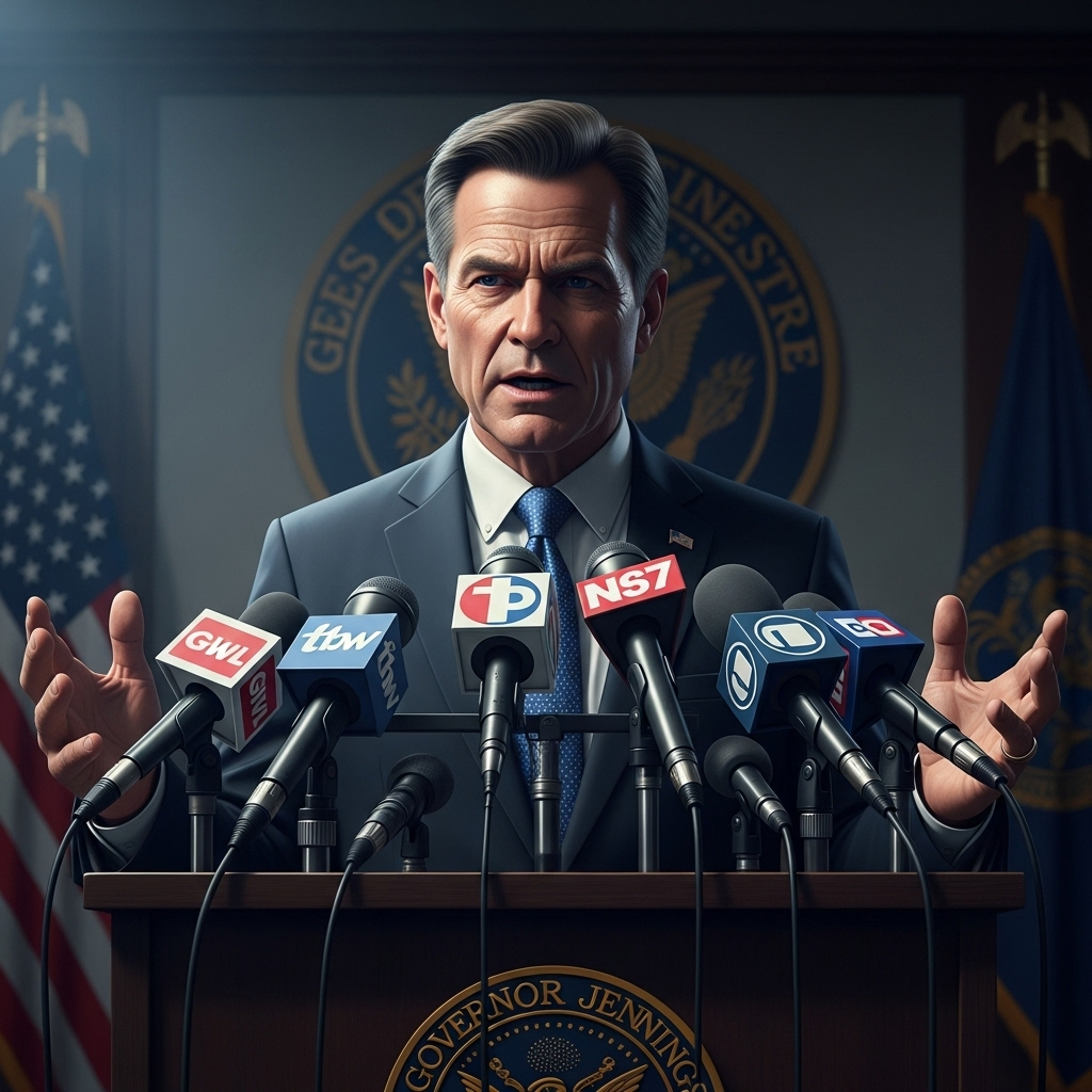 Former Opponents: 3 Join Trump's Medical Freedom Cause 3 Governor Mark Jennings, one of the former opponents, speaks at a press conference.