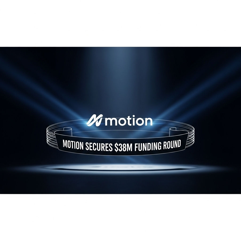 fresh $38m: Motion's AI Office Suite Gets Big Backing 2 Graphic illustrating Motion's logo with a banner announcing its fresh $38m funding round.