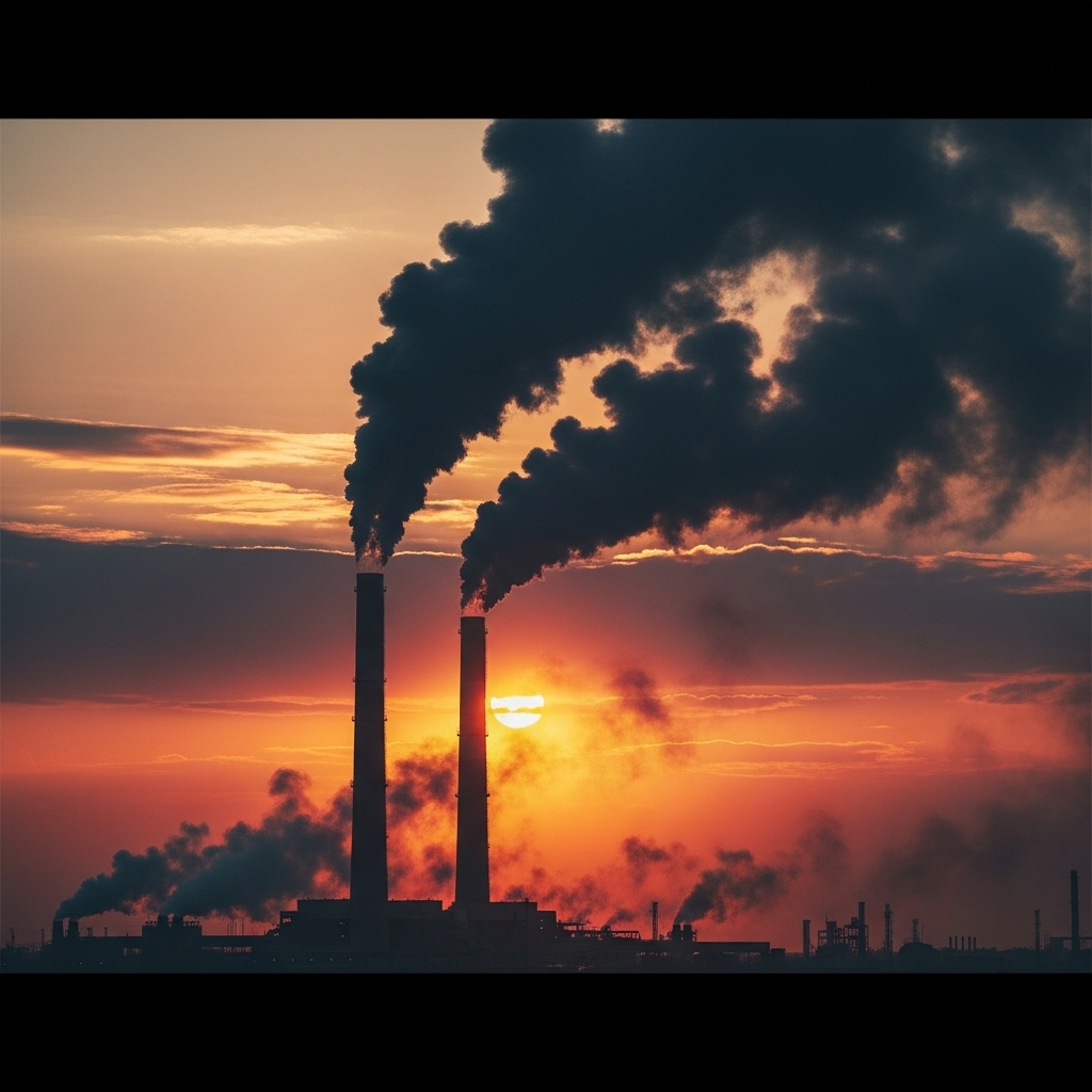CO2 Pollution: China's #1 Role in Clean Energy & CO2 2 Industrial smokestacks releasing smoke into the sky, symbolizing the scale of co2 pollution.