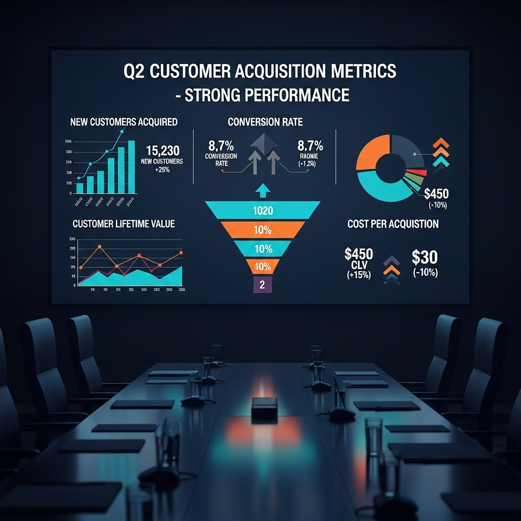 Strong Q2 Report: 5 Key Takeaways for Investors in 2024 3 Infographic detailing customer acquisition metrics highlighted in the strong q2 report.