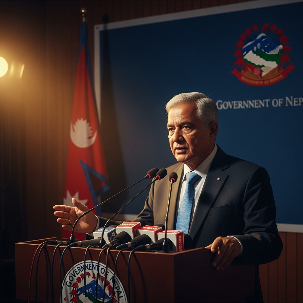 Six months: Nepal's interim PM vows 1 power transition 3 Interim PM Koirala at a press conference, outlining his vision for the next six months.