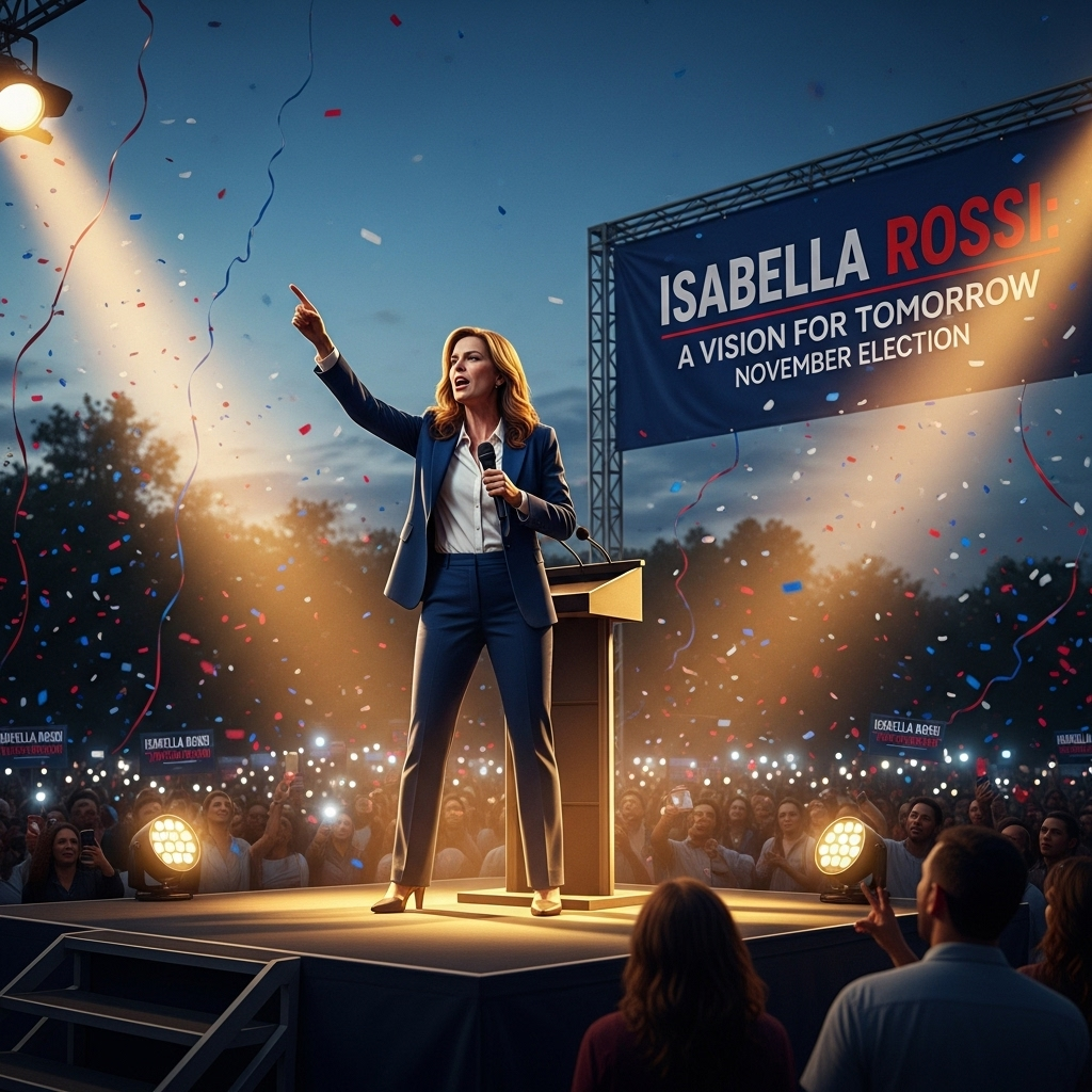 november election: 1 Mayor Advances Despite ICE Resistance 2 Isabella Rossi speaking at a rally about her vision for the november election.