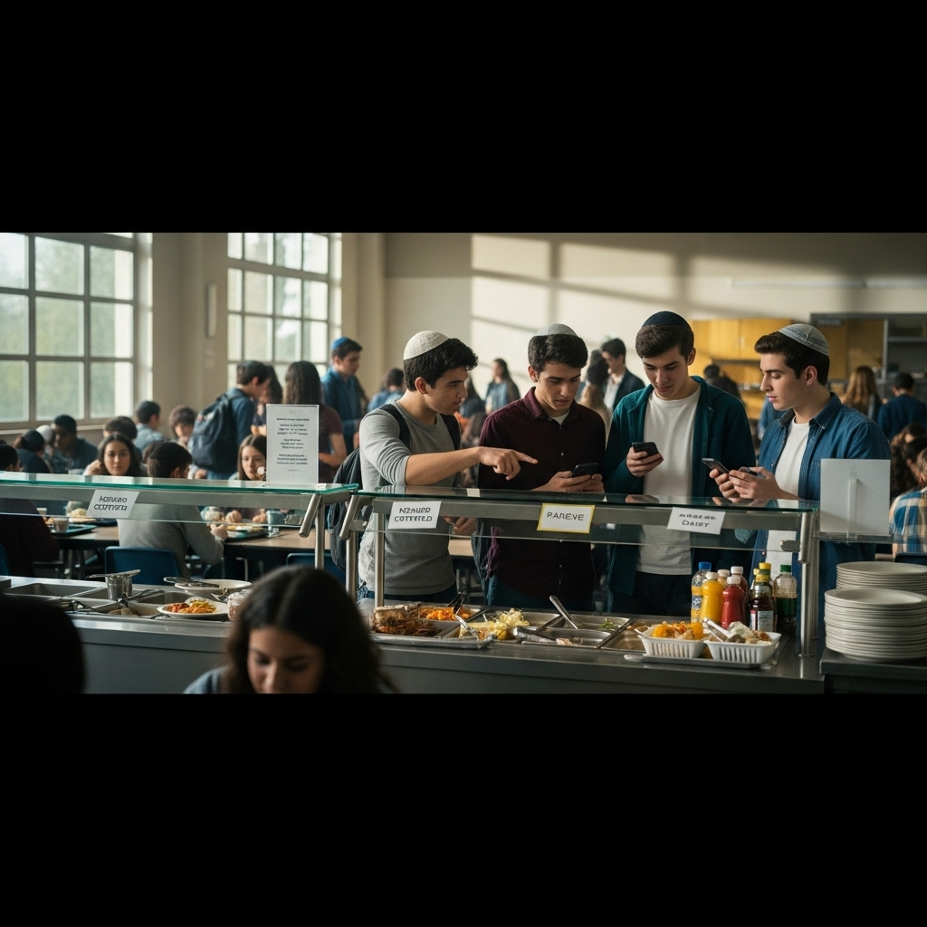 Jewish Students: 5 Ways Schools Fail on Religious Bias 3 Jewish students looking for kosher options in a school cafeteria.