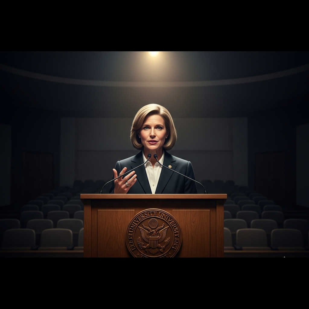 Supreme Court: 5 Insights from Amy Coney Barrett's Tour 2 Justice Amy Coney Barrett speaking at a university podium about the supreme court.