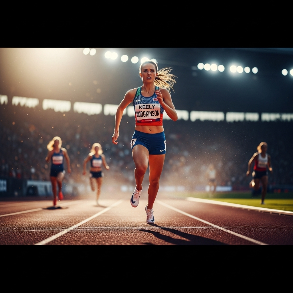 hodgkinson eyes golden finish in 2024 championships 2 Keely Hodgkinson running on the track as hodgkinson eyes golden finish in the final stretch.