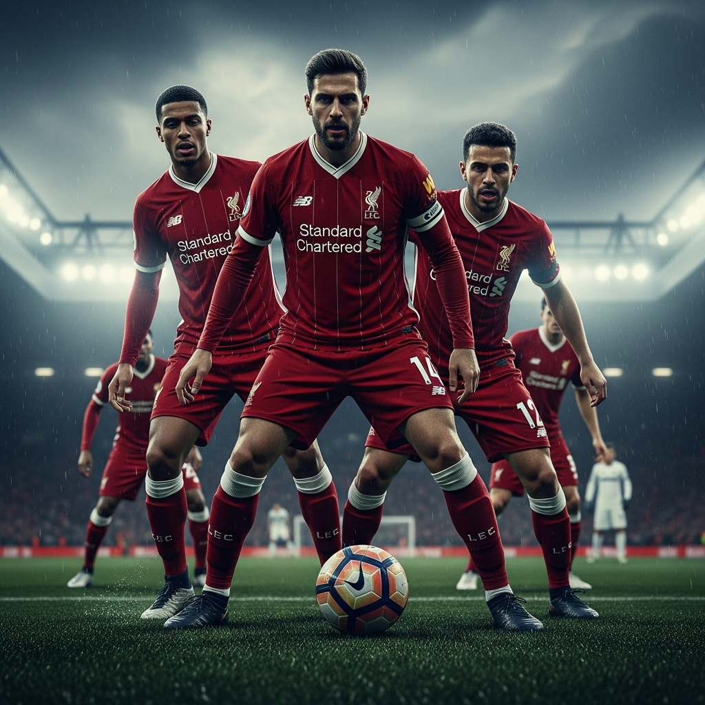 PL 'ifs' list: 3 Contenders' Paths to Premier League Glory 4 Liverpool players pressing high up the pitch, a visual representation of their high-risk, high-reward pl 'ifs' list.