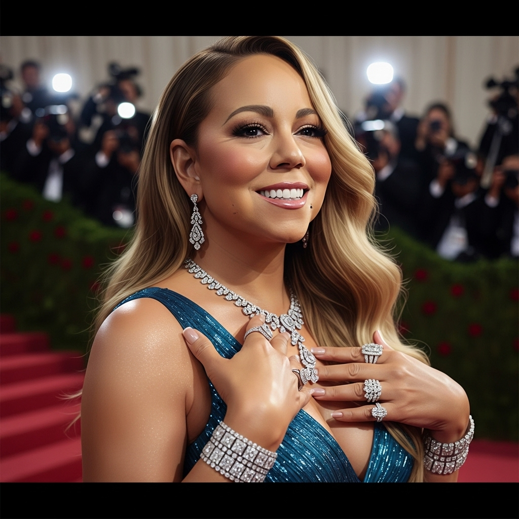 $10 million worth of diamonds on Mariah Carey at VMAs 2025 2 Mariah Carey on the red carpet, dazzling with over $10 million worth of diamond jewelry.