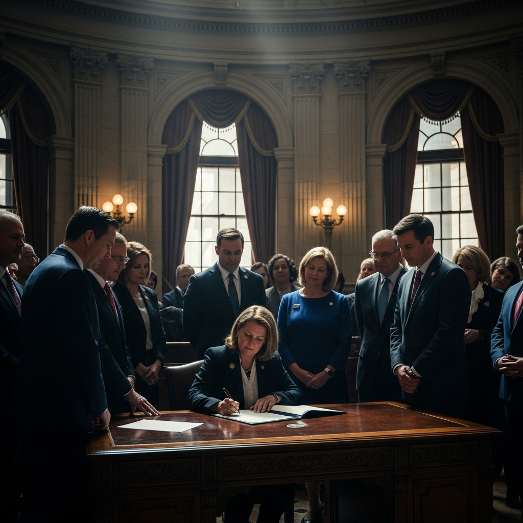 Dem governors: 5 states see new crime crackdowns now 4 Michigan's dem governors signing a new public safety bill into law at the state capitol.
