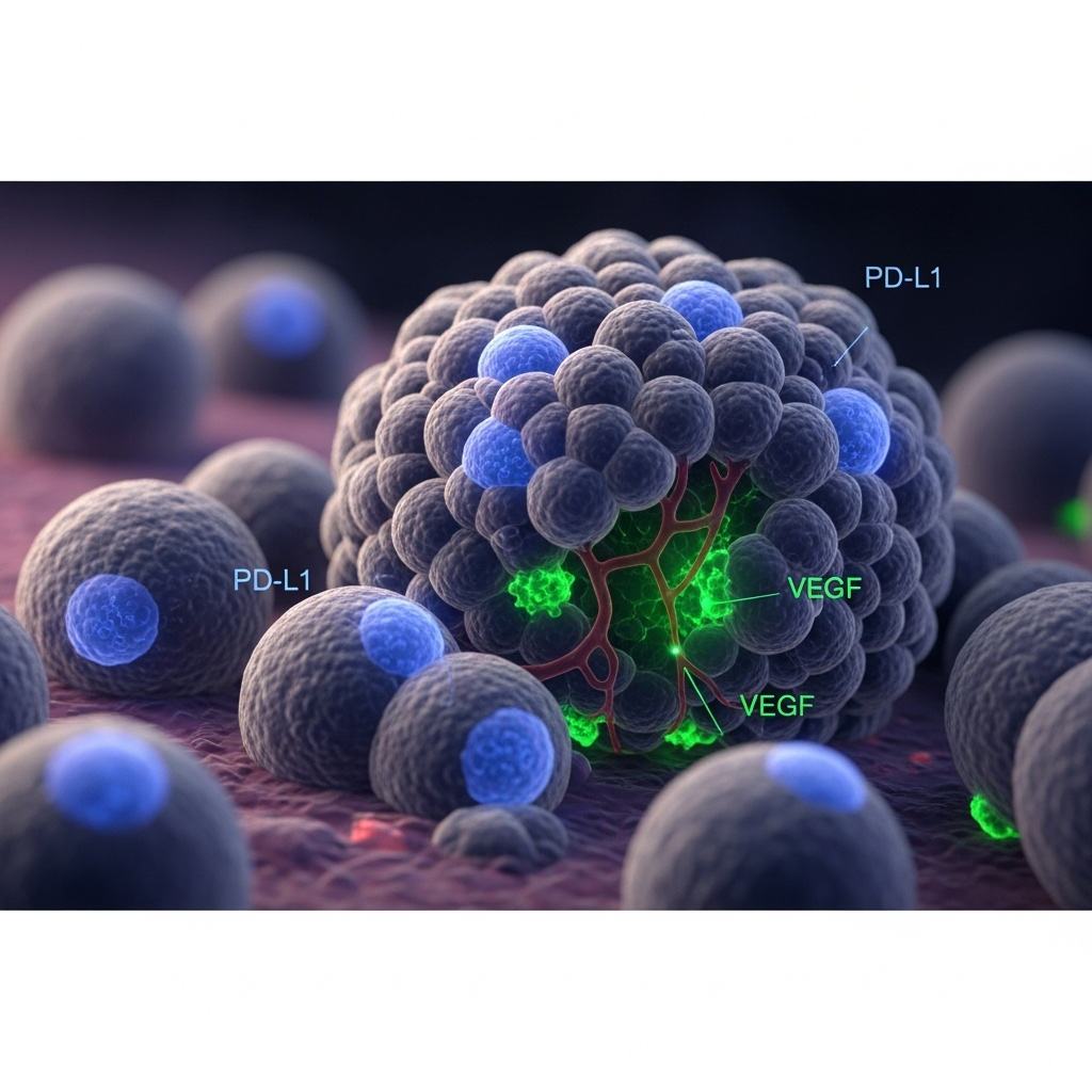 PD-L1xVEGF Drug: 1st Global Data for SCLC from BioNTech 2 Microscopic view of Small Cell Lung Cancer cells, highlighting the dense cell structure targeted by the new pd-l1xvegf drug.