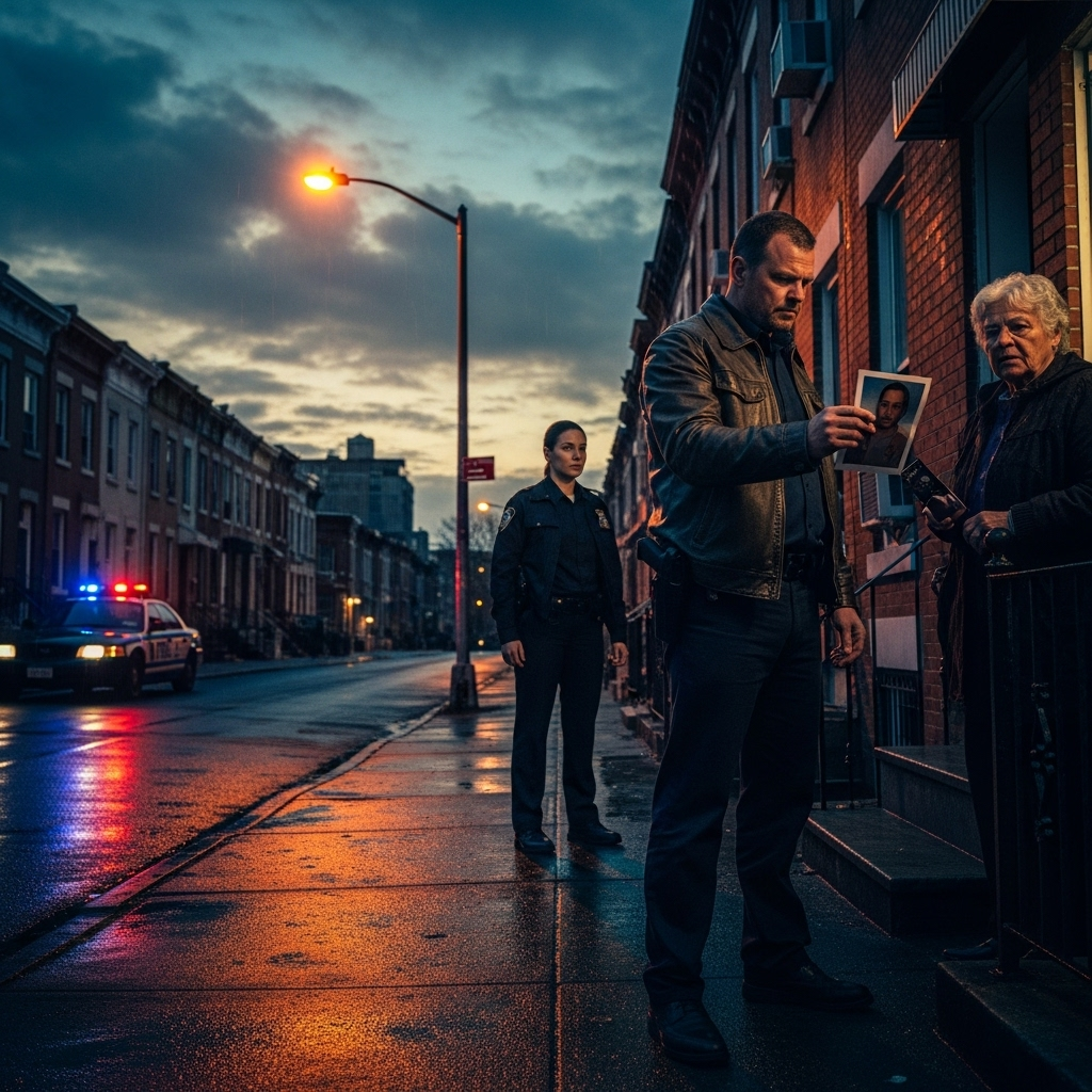 'horrific' murders' of 2 seniors sparks NYC manhunt 3 NYPD detectives canvassing a neighborhood for information related to the 'horrific' murders of an elderly couple.