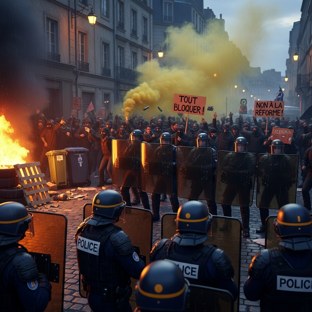'Block Everything' Protests: Over 100 Arrested in France 3 Police forces confronting demonstrators at one of the 'block everything' protests in a French city.