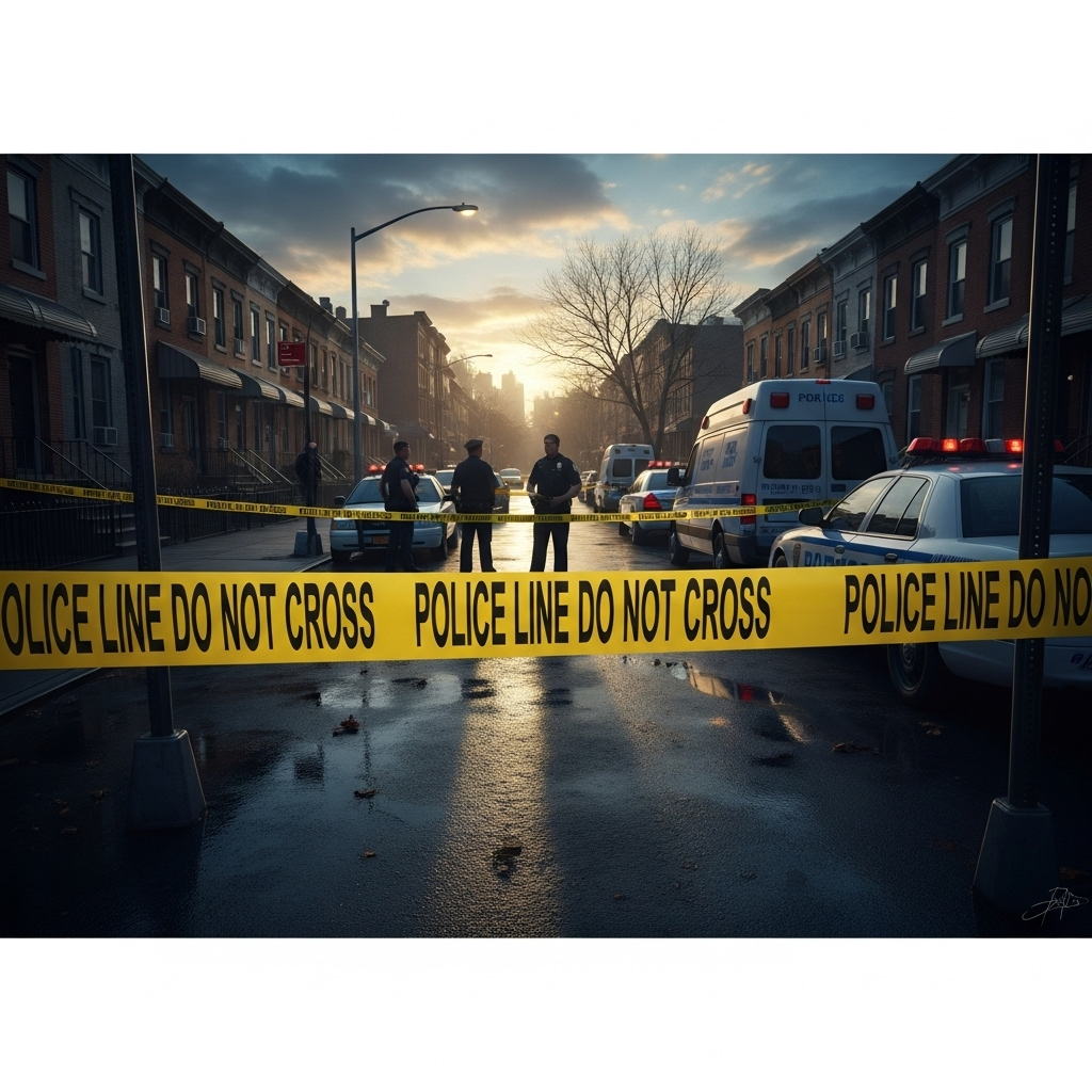 'horrific' murders' of 2 seniors sparks NYC manhunt 2 Police tape cordoning off a residential street in Queens following the 'horrific' murders of two elderly residents.