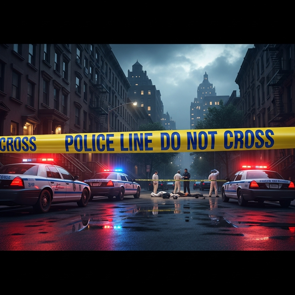 Elderly Couple: 2 Dead in NYC, Citywide Manhunt Begins 2 Police tape cordoning off the street where the elderly couple was found in their NYC home.